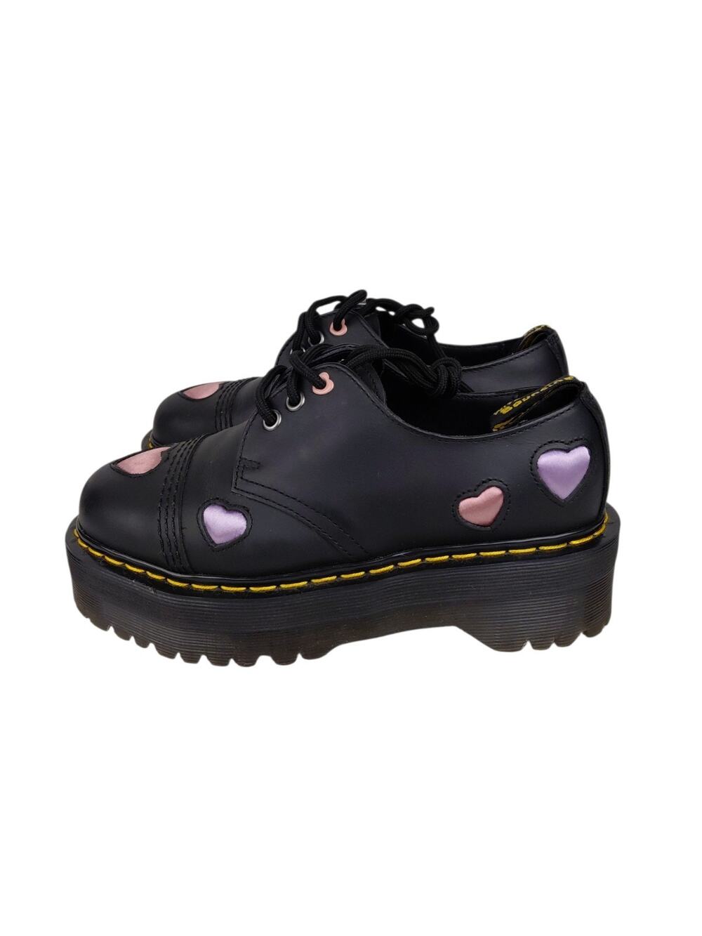 Dr. Martens 1461 Quad Heart Lace Up Platform Black Leather Shoes - US Women's 6